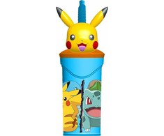 Pokemon 3d puodelis su šiaudeliu, 360 ml.