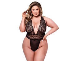 Baci - Sexy Deep V Lace Teddy Juodas S/M