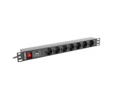 LANBERG PDU-07F-0200-BK PDU 1U 16A 7 sockets schuco 2m Juodas