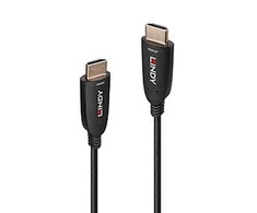 HDMI Laidas - LINDY Šviesolaidinis Hibridinis HDMI 8K60 Laidas, 15 m, Juodas