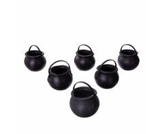 Helovyno papuošimai My Other Me Mini Cauldrons Juodi Su rankenomis (6 uds) (5 x 7 x 7 cm)
