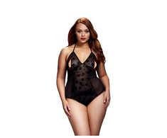 Eropartner Baci Lace Bodysuit Juodas Queen Size - Elegant Floral Pattern Lingerie
