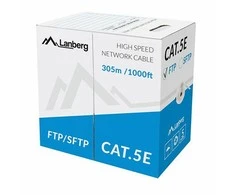 LANBERG LAN kabelis SFTP kat.5e 305m solid CU CPR fluke perduotas pilkas