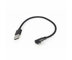 GEMBIRD CC-USB2-AMLML-0.2M kampinis 8 kontaktų USB įkrovimo-duomenų kabelis 0.2 m juodas