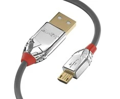 USB Kabelis - LINDY Cromo Line USB 2.0 Tipo A į Micro-B Laidas, M/M, 480Mbps, 3 m, Pilkas