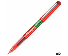 Pilot Pen Karžygio Ženklas Roller Pilot Žalias-BALL 0,7 mm Raudona Perdirbtas 10 vnt.