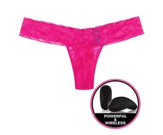 Rožinė Secrets Vibrating Panties Secrets Vibrating Panties - Lace Thong Rožinė Queen vibruojančios kelnaitės
