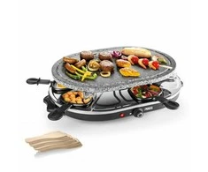 Princess 162720 „Raclette 8“ ovalo formos akmeninė kepsninė vakarėliams, 8 asmuo(-ys), juoda, ovalo formos, akmens, 430 x 300 mm, besisukanti