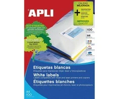 Lipnios etiketės Apli, A4, 64x33,8mm, 24 etiketės lape, 100 lapų