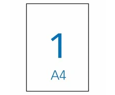 Lipnios etiketės Apli, A4, 210x297mm, 1 etiketė lape, 100 lapų, baltos spalvos