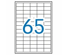Lipnios etiketės Apli, A4, 38x21.2mm, 65 etiketės lape, 100 lapų, baltos spalvos