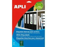 Lipnios etiketės Apli 1233, A4, 190x38mm, 25 lapai, baltos spalvos