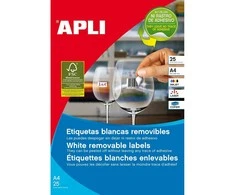 Lipnios etiketės Apli, A4, 25.4x10mm, nuimamos, 189vnt., 25lapai