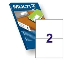 Multi 3 Lipnios etiketės Multi3, A4, 210x148mm, 2 etiketės lape, 100 lapų, baltos spalvos