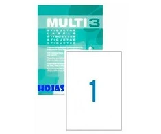 Pbs Connect Lipnios etiketės Multi3, A4, 210x297mm, 1 etiketė lape, 100 lapų, baltos spalvos