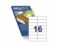Multi 3 Lipnios etiketės Multi3, A4, 105x37mm , 16 etikečių lape, 100 lapų, baltos spalvos