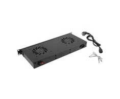 LANBERG AK-1502-B 19 ventiliatoriaus blokas / ventiliacijos skydelis su LCD 2 ventiliatoriais + 230 V termostatu