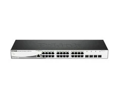 Šakotuvas D-Link DGS-1210-28/ME 28 prievadų Gigabit Metro Ethernet išmanusis jungiklis, 24x GbE, 4x SFP, be ventiliatoriaus