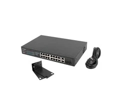 Šakotuvas LANBERG RSFE-16P-2C-150 jungiklis 16x 100Mb PoE+/2x Combo Gigabit 150W nevaldomas
