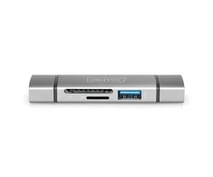 Assmann Electronic DIGITUS DA-70886 Combo kortelių skaitytuvo šakotuvas USB-C+USB 3.0 1x SD 1xMicroSD 1xUSB 3.0 pilkas