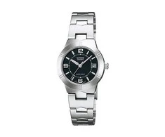 Moteriškas laikrodis Casio LTP-1241D-1A, su dėžute, Juodas ciferblatas