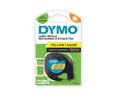 Laminuota juosta etikečių klijavimo aparatams Dymo 91202 LetraTag® Juoda Geltona 12 mm (10 vnt.)