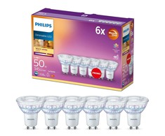 Philips 6-pack LED GU10 50W Dimbar War