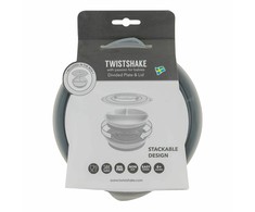 Trijų skyrių lėkštė neslystančiu dugnu Twistshake, pilka, 6 mėn +