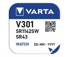 VARTA sidabro oksido laikrodžio elementas, V301 (SR43), 1,55 volto (00301 101 111)