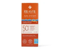 plonos tekstūros veido ir akių apsauginis kremas nuo saulės "Rilastil Sun System Baby Comfort Fluid Spf50+" 50ml