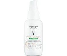 Vichy "Capital Soleil Uv Clear Fluide Anti Imperfections Spf50+" riebios odos apsauginis kremas nuo saulės su salicilo rūgštimi 40 ml