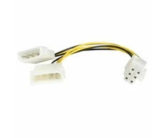 StarTech Molex x2 – PCIe 6 kontaktų, 0,15 m, Geltonas (LP4PCIEXADAP)