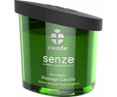 „Swede - Senze“ žadinanti masažinė žvakė su citrinų pipirais ir eukaliptu