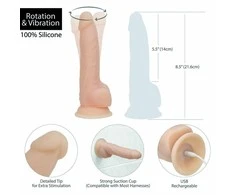 Naked Addiction Nuoga priklausomybė – besisukantis ir vibruojantis dongas 20 cm vanilė