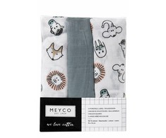 Meyco Baby marliniai muslino vystyklai Animal Multicolour, 70×70 cm, 3 vnt.