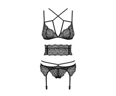 Obsessive - Frivolla 4 pcs Juodas L/XL 4 dalių apatinių komplektas