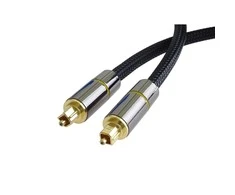 „PremiumCord“ optinis garso kabelis „Toslink“, išorinis skersmuo: 7 mm, aukso ir metalo dizainas + nailonas, 1 m
