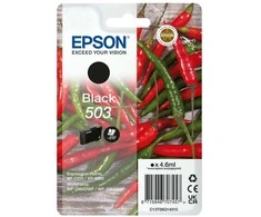 Tusz Epson Epson 503 - 4,6 ml - juodas - originalus - lizdinė plokštelė su RF / akustiniu aliarmu - rašalo kasetė - skirta Expression Home XP-5200, XP-5205, WorkForce WF-2960DWF, WF-2965DWF