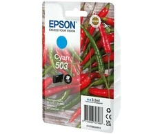 „Tusz Epson Epson 503“ vienkartinė pakuotė – 3,3 ml – žydra – originali – lizdinė pakuotė su RF / garsiniu signalu – rašalo kasetė – skirta „Expression Home XP-5200“, „XP-5205“, „WorkForce WF-2960DWF“, „WF-2965DWF“ spausdintuvams