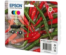 Tusz Epson Epson 503 Multipack - pakuotė po 4 - Juodas, Geltona, Cyan, Magenta - originalus - lizdinė plokštelė su RF / akustiniu pavojaus signalu - rašalo kasetė - skirta Expression Home XP-5200, XP-5205, WorkForce WF-2960DWF, WF-2965D