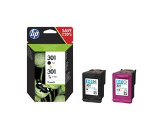 Hewlett Packard (HP) HP 301 rašalo kasetė, 2 vnt. pakuotė, juoda ir spalvota (CH561EE + CH562EE)
