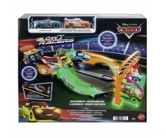 Mattel „Disney Pixar“ – „Cars Glow Racers“ pristatymas ir „Criss-Cross Glow Race“ žaidimų rinkinys (HPD80)