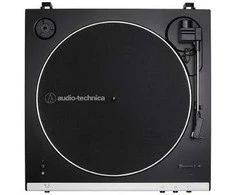 Visiškai automatinis diržo pavaros patefonas Audio Technica AT-LP60XBTWH su Bluetooth