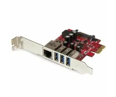 Kontrolierius StarTech PCIE x1 - 3x USB 3.0 + Ethernet (PEXUSB3S3GE)