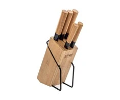 5five Simply Smart Bamboo Virtuvinių peilių rinkinys ant bambukinio stovo, 5 peiliai