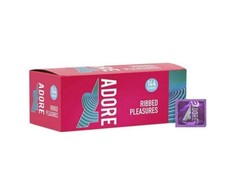 Adore Ribbed Premium Latex Condoms 144 pcs - Transparent, Ribbed Texture, Medium Size