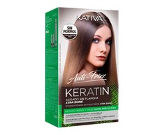 Kativa Keratin Minkštinantis ir glotninantis Straightening Extra Shine plaukų tiesinimo priemonė suteikianti blizgesio