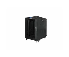LANBERG FF01-8015-12BL laisvai pastatomas stovas 19 colių savaime surenkamas plokščias paketas 15U/800x1000mm juodas stiklinių durų LCD