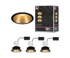 Paulmann Cole Coin įmontuotas šviestuvas 3 krypčių pritemdomas LED 3x6,5W 2700K 230V Juodas/Auksinis kilimėlis/Plastikas
