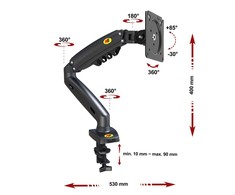 Ergosolid monitoriaus laikiklis su dujine spyruokle 17–32 col., iki 9kg, F80-0
